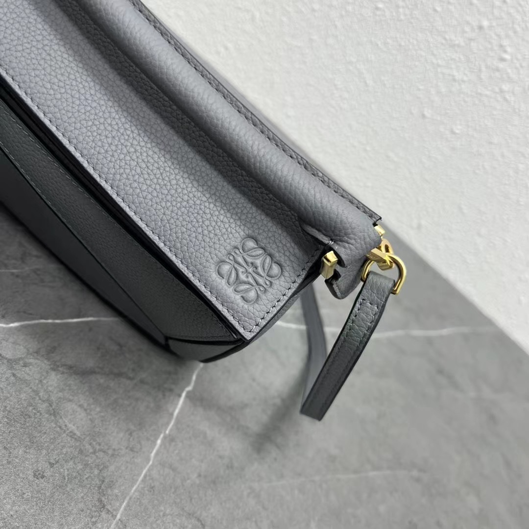 Loewe Mini Puzzle Bag in Soft Grained Calfskin Dark Grey